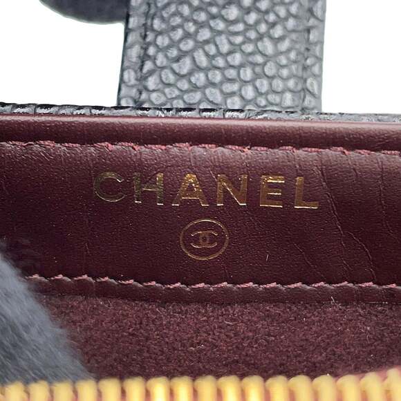 CHANEL Black Caviar Leather Logo Pouch - Picture 9 of 10